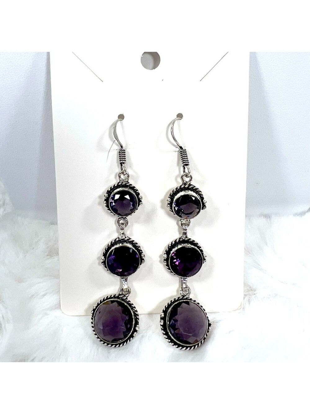 Amethyst 925 Synthetic Gemstone Earrings